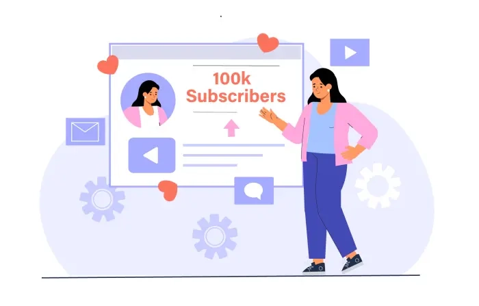 100k Subscribers Completed Girl Illustration