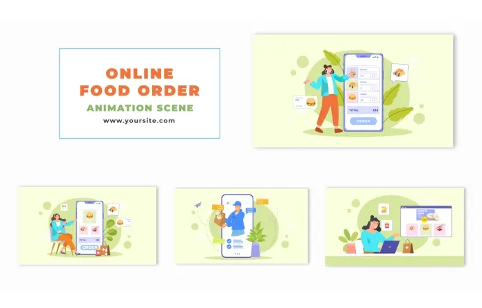 2D Character Animated Scene of Food Ordering App