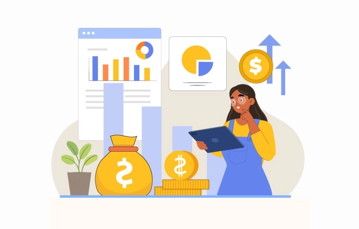 2D Character Illustration Of Financial Accounting image
