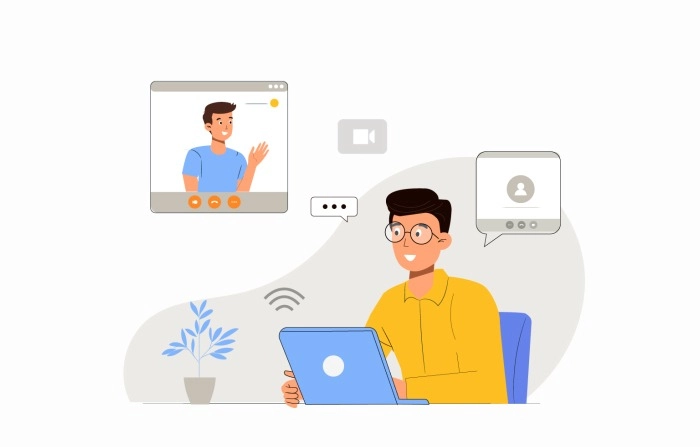 2D Character Illustration Of Remote Working