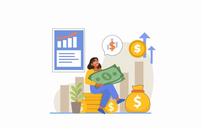 2D Flat Character Illustration Of Financial Accounting