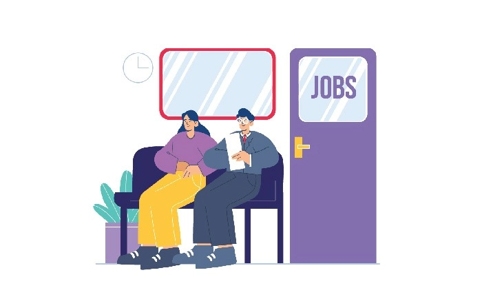 2D Flat Character Job Interview Illustration image
