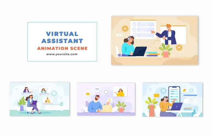 2d Animation of Virtual Assistant Performing Tasks