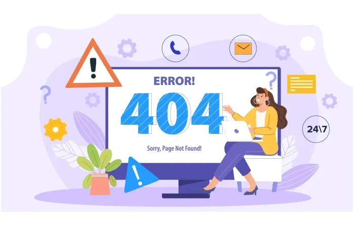 404 Error Message and Redirection Concept Illustration
