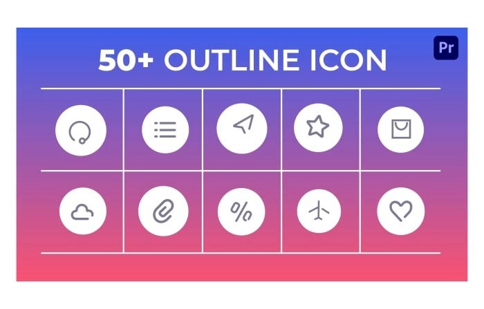 50 Out Line Icon Premiere Pro Template