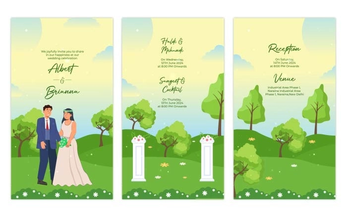 After Effects Green Background Wedding Card Instagram Story