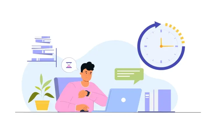 An Employee with Time Management Character Illustration