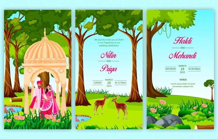Animated Character Wedding Invitation Instagram Story After Effects Template