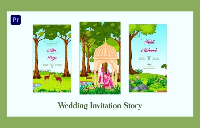 Animated Character Wedding Invitation Instagram Story Premiere Pro Template