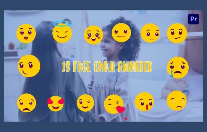 Animated Cute Face Emoji Element