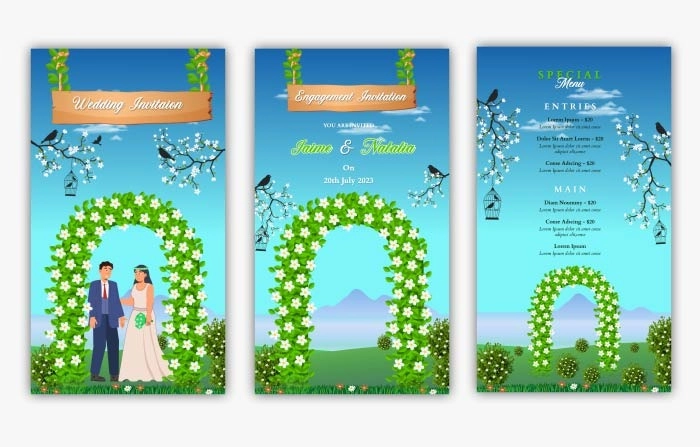 Animated Floral Wedding Invitation Instagram Story After Effects Template