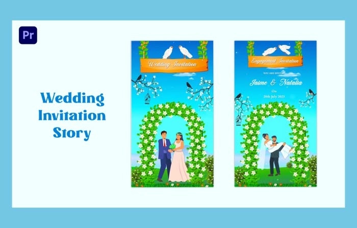 Animated Floral Wedding Invitation Instagram Story Premiere Pro Template