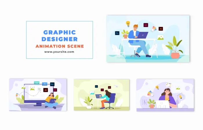 Animated Graphic Designer Character Animation Scene