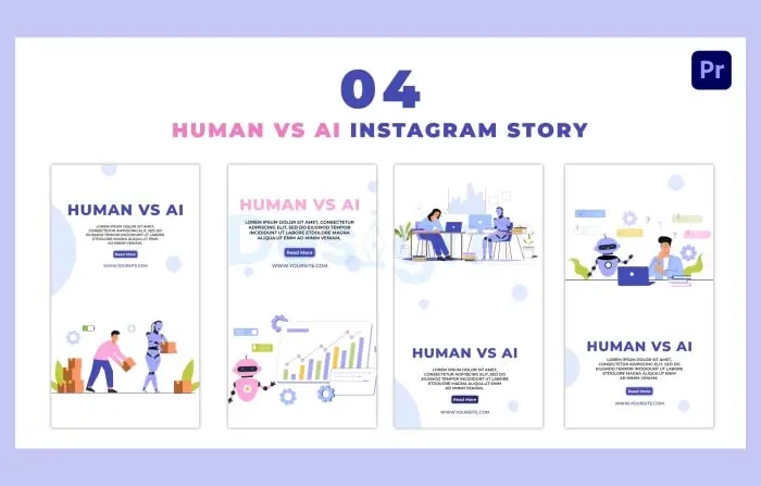 Animated Human Vs AI Flat Character Instagram Story