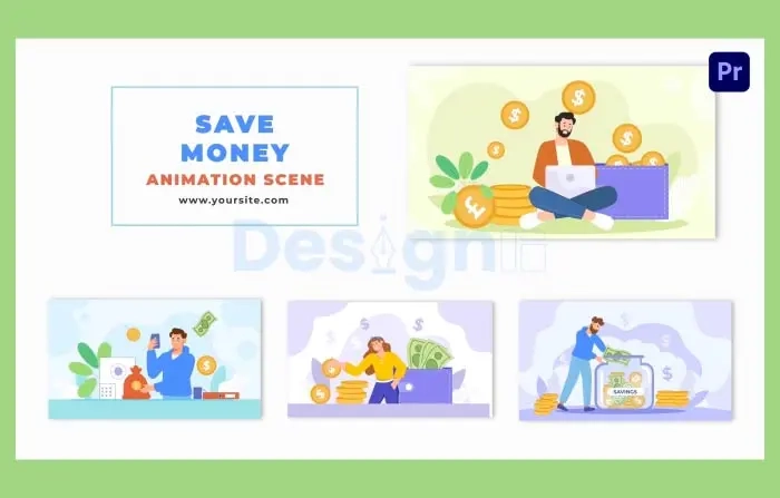 Animated Money Saving Flat Characters Scene