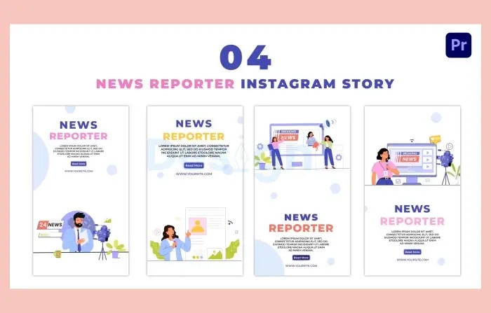 Animated News Reporter Flat Character Animated Instagram Story