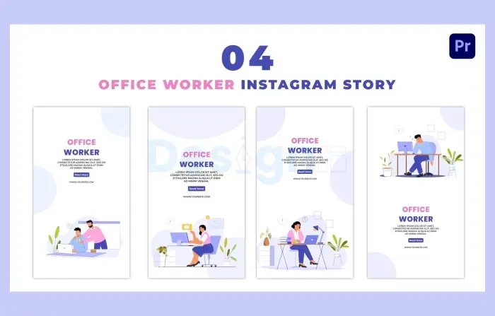 Animated Office Worker Flat Character Instagram Story