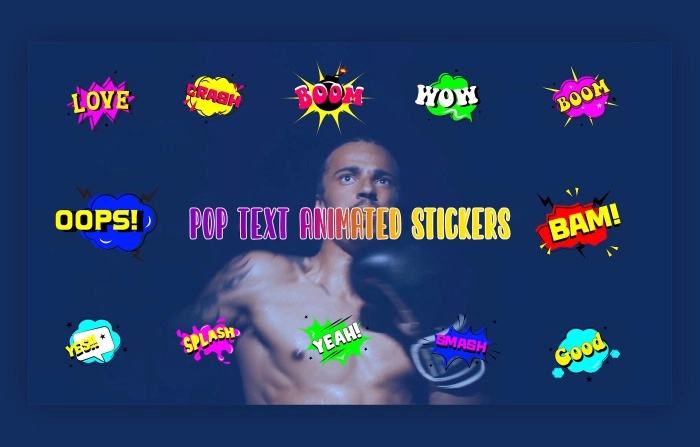 Animated Pop Text Stickers Element Pack After Effects Template