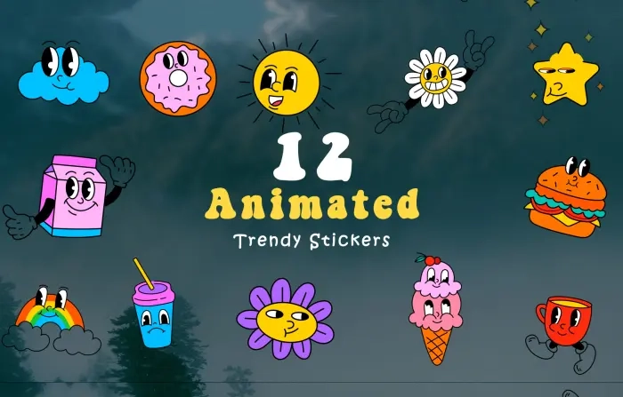 Animated Scene of Trendy Sticker Pack Designs