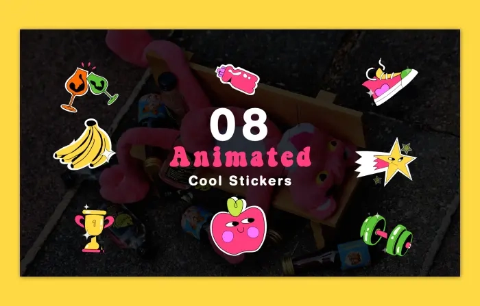 Animation of Stylish Stickers Pack in Motion