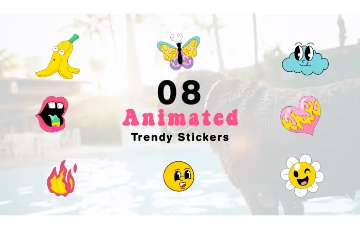 Animation of Stylish and Funny Stickers in Motion