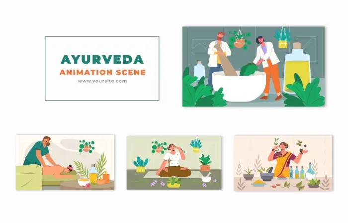 Ayurvedic Lifestyle 2D Flat Avatar Animation Scene