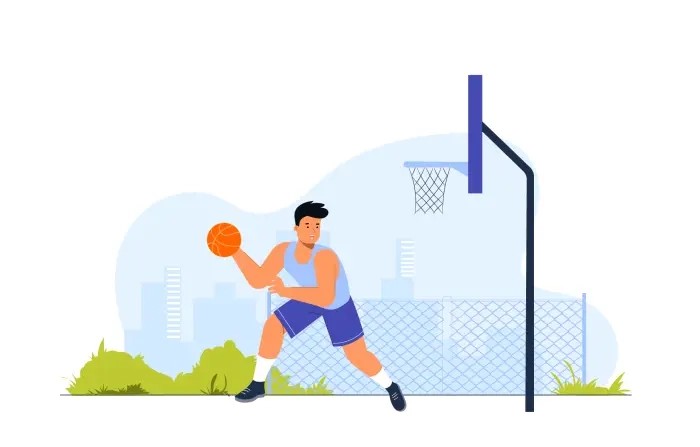 Basketball Playing Boy Vector Illustration