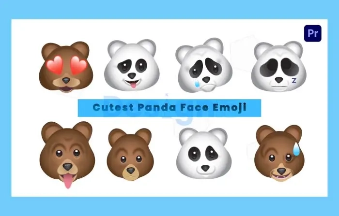 Bear And Panda Face Emoji Elements
