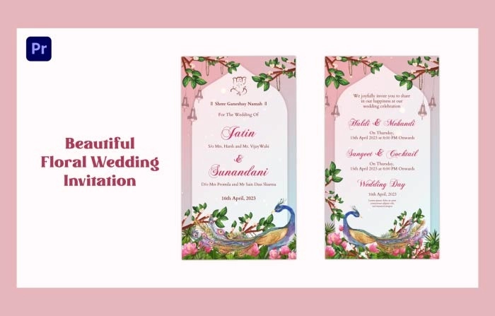 Beautiful Floral Wedding Invitation Instagram Story Premiere Pro Template