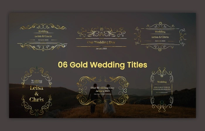 Beautiful Golden Wedding Titles After Effects Template