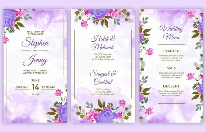 Beautiful Watercolor Wedding Invitation Instagram Story After Effects Template