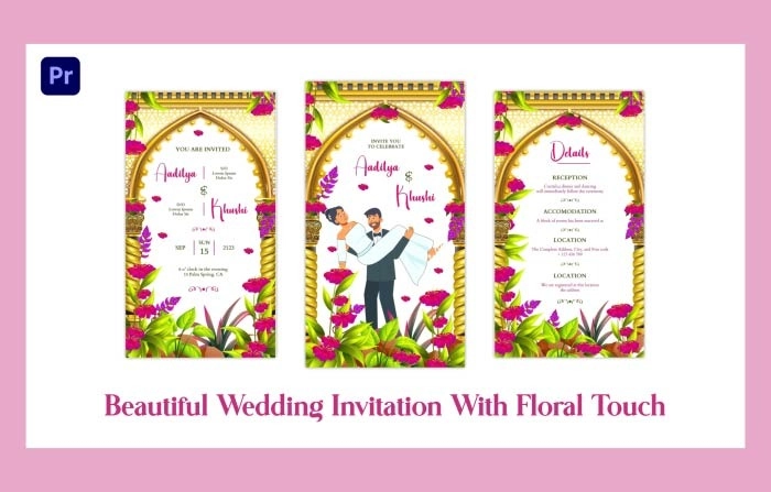 Beautiful Wedding Invitation With Floral Touch Instagram Story Premiere Pro Template