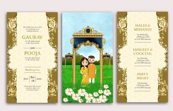 Beautiful Wedding Invitation With Golden Touch Instagram Story After Effects Template