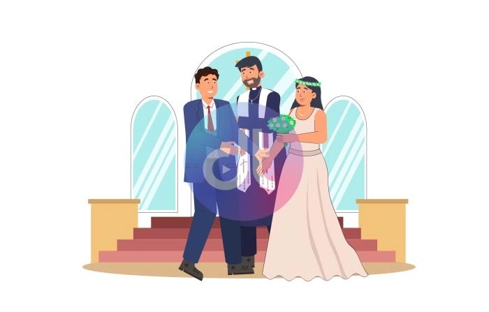 Beautiful Western Wedding Character Animation Scene