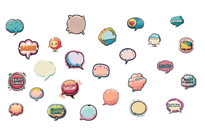 Beauty and Saloon Doodle Bubble Flat Vector Elements Pack