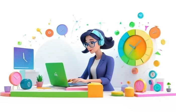 Best Online Learning Girl 3D Character Illustration image