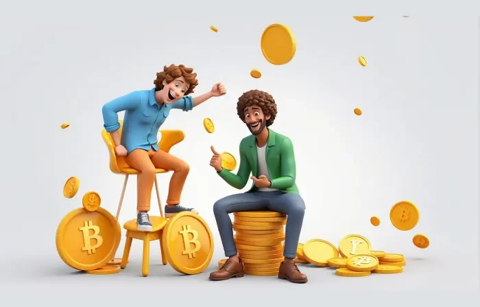 Bitcoin Investment Concept 3D Character Illustration image