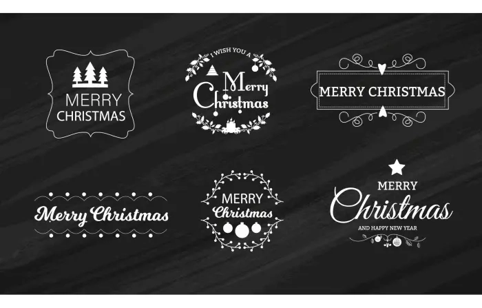 Black and White Christmas Lettering Title Illustration image