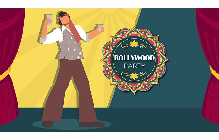 Bollywood Actor Dance Moves Flat Design Illustration
