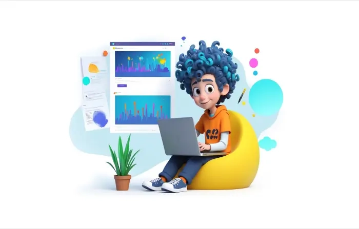 Boy Learning Online Exclusive 3D Design Character Illustration image