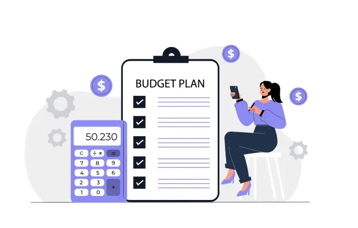 Budget Planning Flat Vector 2D Character Illustration image
