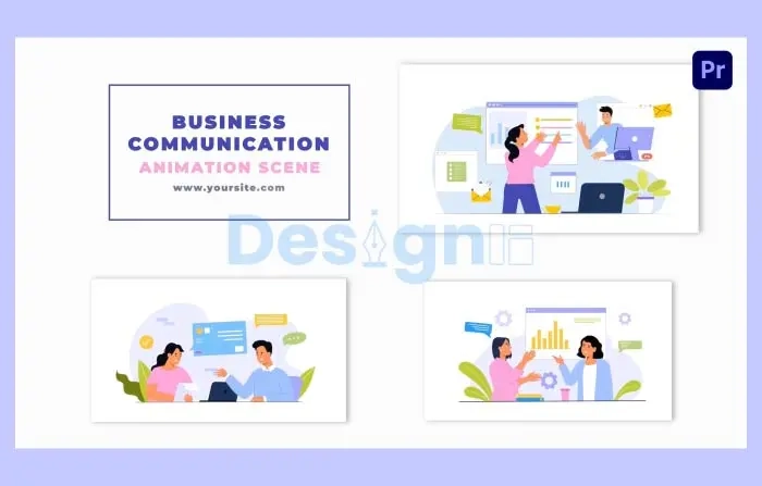 Business Communication Concept 2D Character Animation Scene