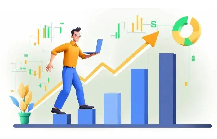 Business Growth Image in 3D Cartoon Style Illustration