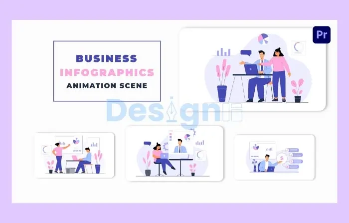 Business Infographics Flat Character Animation Scene