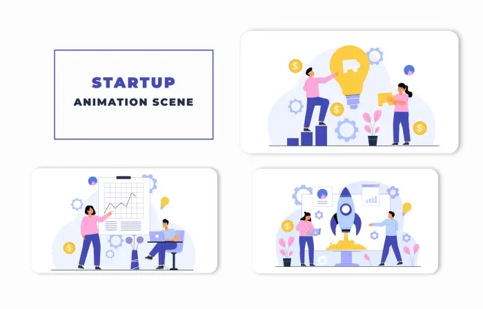 Business Startup Character Animated Scene