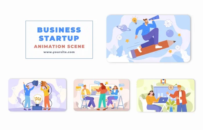 Business Startup Flat Character Animation Scene
