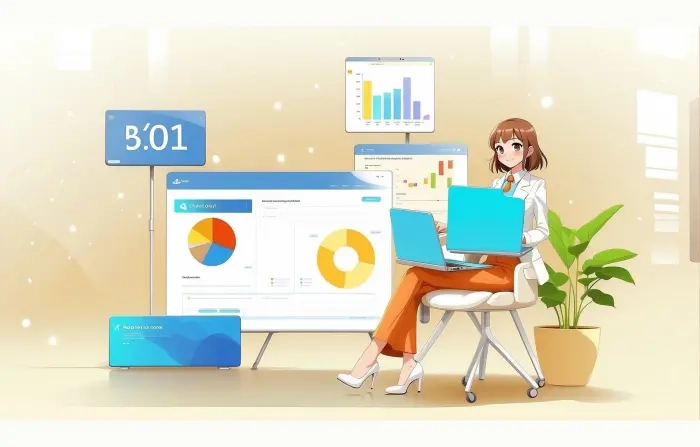 Business Woman Growth Journey Flat Character Illustration image