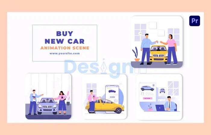 Buying New Car Character Animation Scene