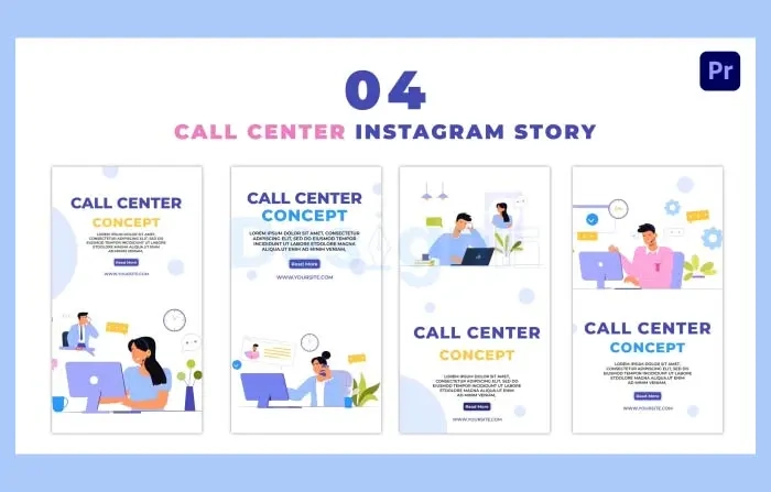 Call Center Concept 2D Flat Characters Instagram Story