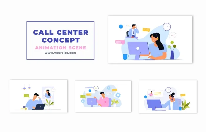 Call Center and Customer Service Animation Scene